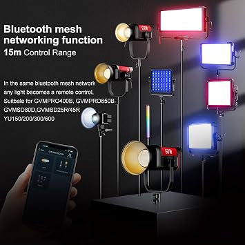 GVM 200W LED Video Light, 2700K-6800K Continuous Output Lighting LED COB Light with DMX/Bluetooth App Control, YouTube Studio Light for Film Recording Photography, CRI 97+