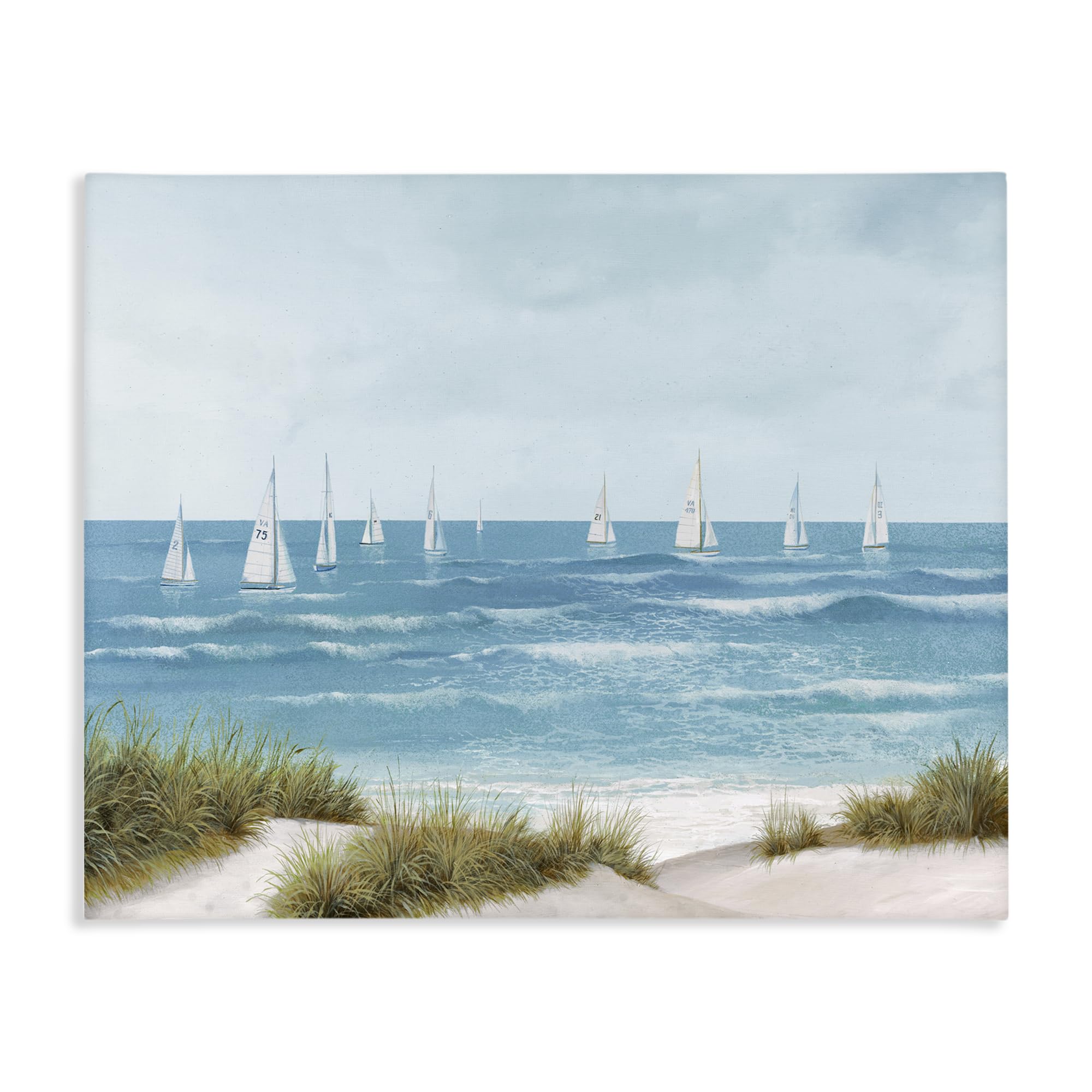 Stupell Industries Summer Nautical Seascape Nautical Seaside Boats Coastal Landscape, 16 X 20 Inch Canvas Wall Art