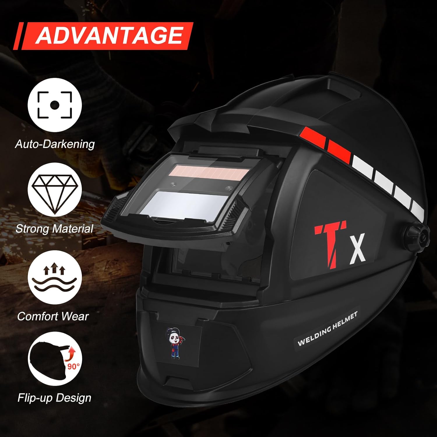 Auto-Darkening Welding Helmet with Flip-up Design