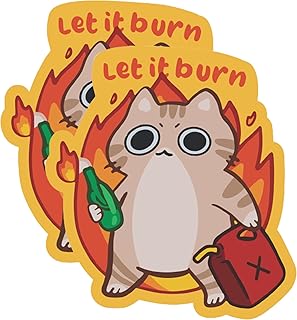 eDesign 2-Pack Let It Burn Arson Cat Funny Stickers Decal Vinyl - 3 Inches - Cat Stickers Funny for Car Truck Van Window Bumper Laptop Tablet Cup Tumbler Water Bottle and Any Smooth Surface