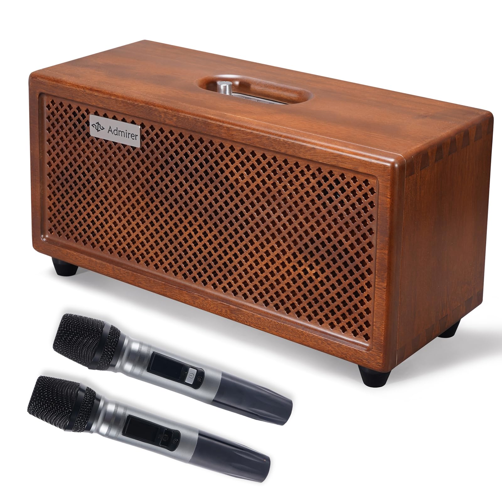 Admirer Bluetooth Speaker 2.1 System Natural Wooden 100W Vintage Hi-Fi Stereo Speaker with Bluetooth, USB, AUX, MIC, Frequency Range :2400-2483.5MHz