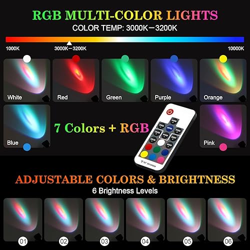 Miniatura 4 de SoulBay Luces de estanque con control remoto, 4 luces LED subacuáticas RGB IP68 impermeables con temporizador de 8 horas y fuente de alimentación