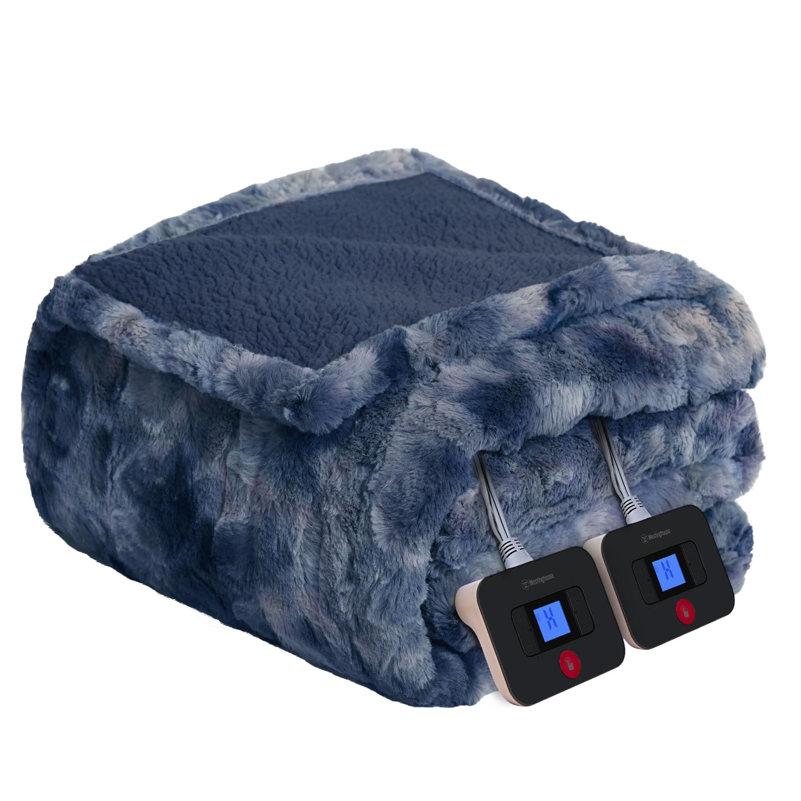 Westinghouse Electric Blanket Queen, Faux Fur Heated Blanket Indigo