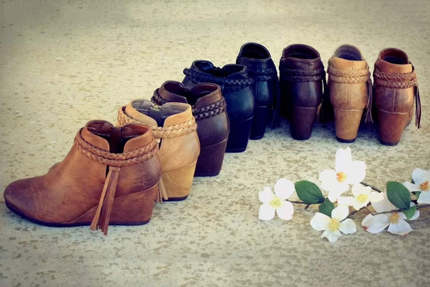 Womens Wedge Ankle Boots Braided Fringe Strap Western Heeled Fall Booties Dress Shoes - Image 7