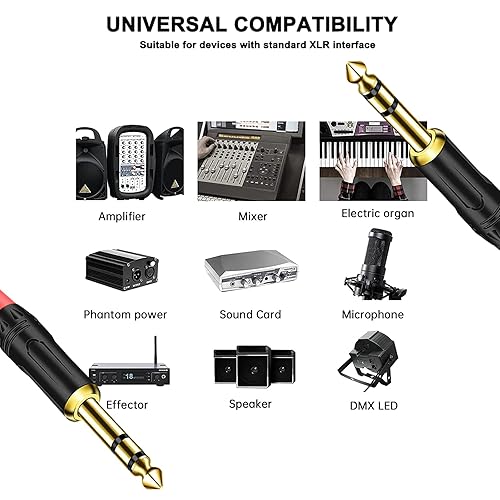 Miniatura 8 de Cable de inserción estéreo TRS de 14 de pulgada, chapado en oro, serie Audiowave de 0.250 in macho a doble macho TS macho de 0.250 in, cable de