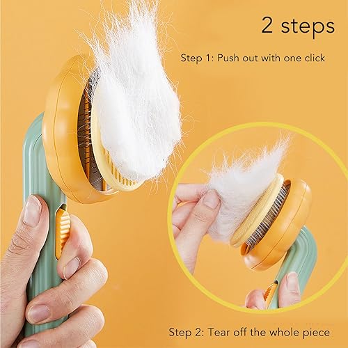 Miniatura 4 de Cepillo de aseo para mascotas, cepillo portátil de autolimpieza para mascotas, lindo cepillo de pelo de calabaza para gatos de interior, cepillo