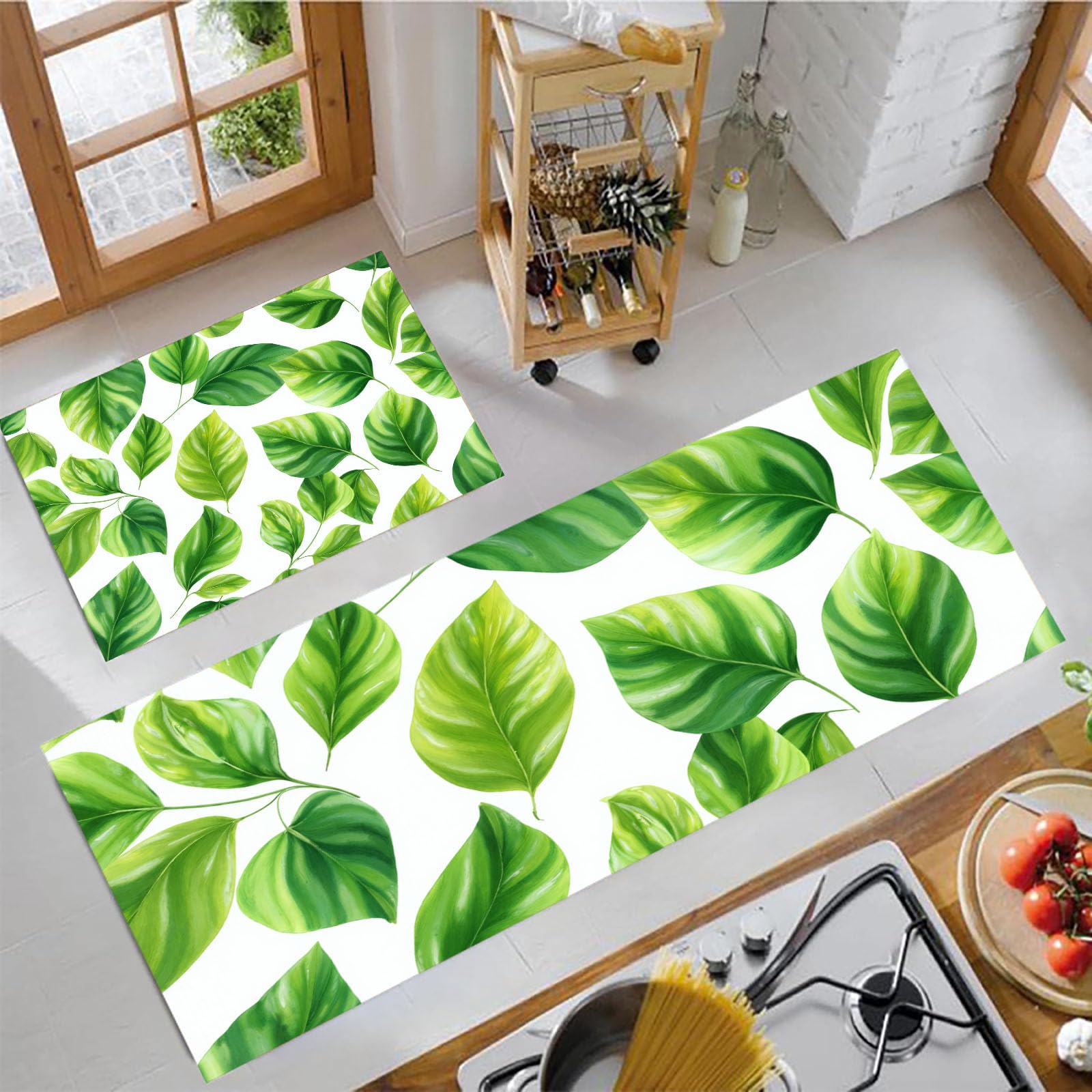 Alfombras de cocina de l&iacute;nea bot&aacute;nica elegante con acabados de alta absorbencia