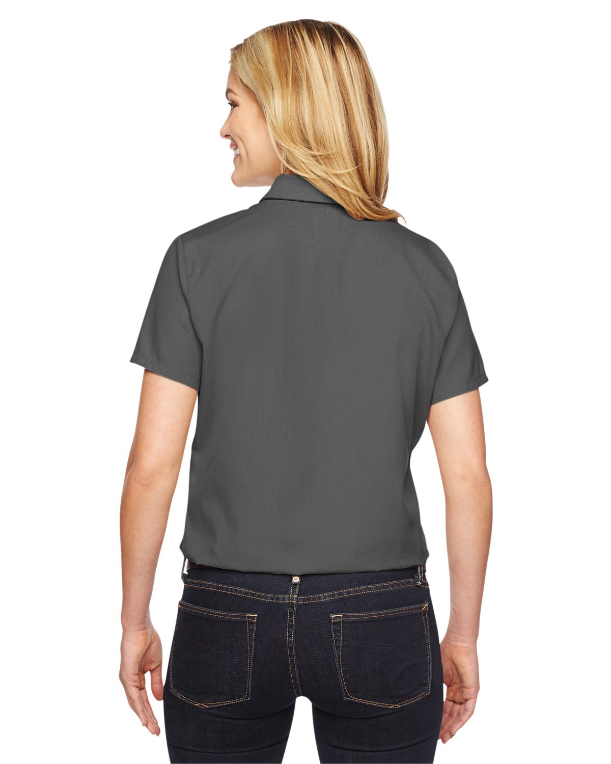 Dickies Occupational Workwear FS5350DCL FS5350 Women's Short Sleeve Industrial Work Shirt, Fabric, Large, Dow Charcoal