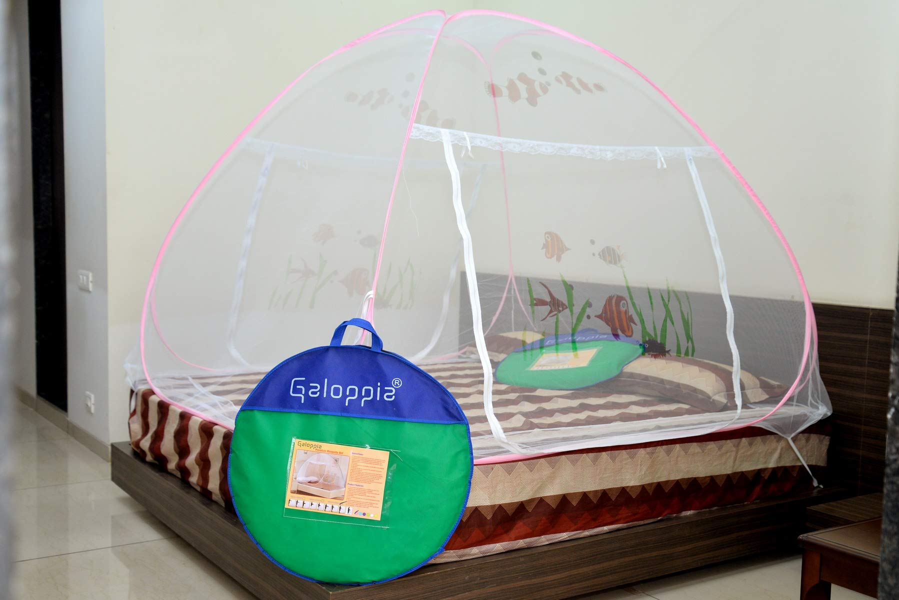 GALOPPIA Foldable Printed Mosquito Net/Machhardani - Double Bed Bed Size 200 cm (6.5ft) X 200 cm (6.5ft) X 140 cm (6ft x 6ft) (B08354Z5KG) Amazon Price History, Amazon Price Tracker