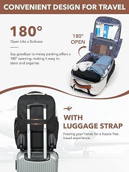 Rolling Backpack for Women, Large Travel Backpack with Wheels