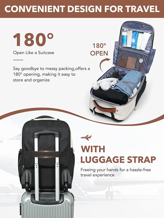 Rolling Backpack for Women, Large Travel Backpack with Wheels