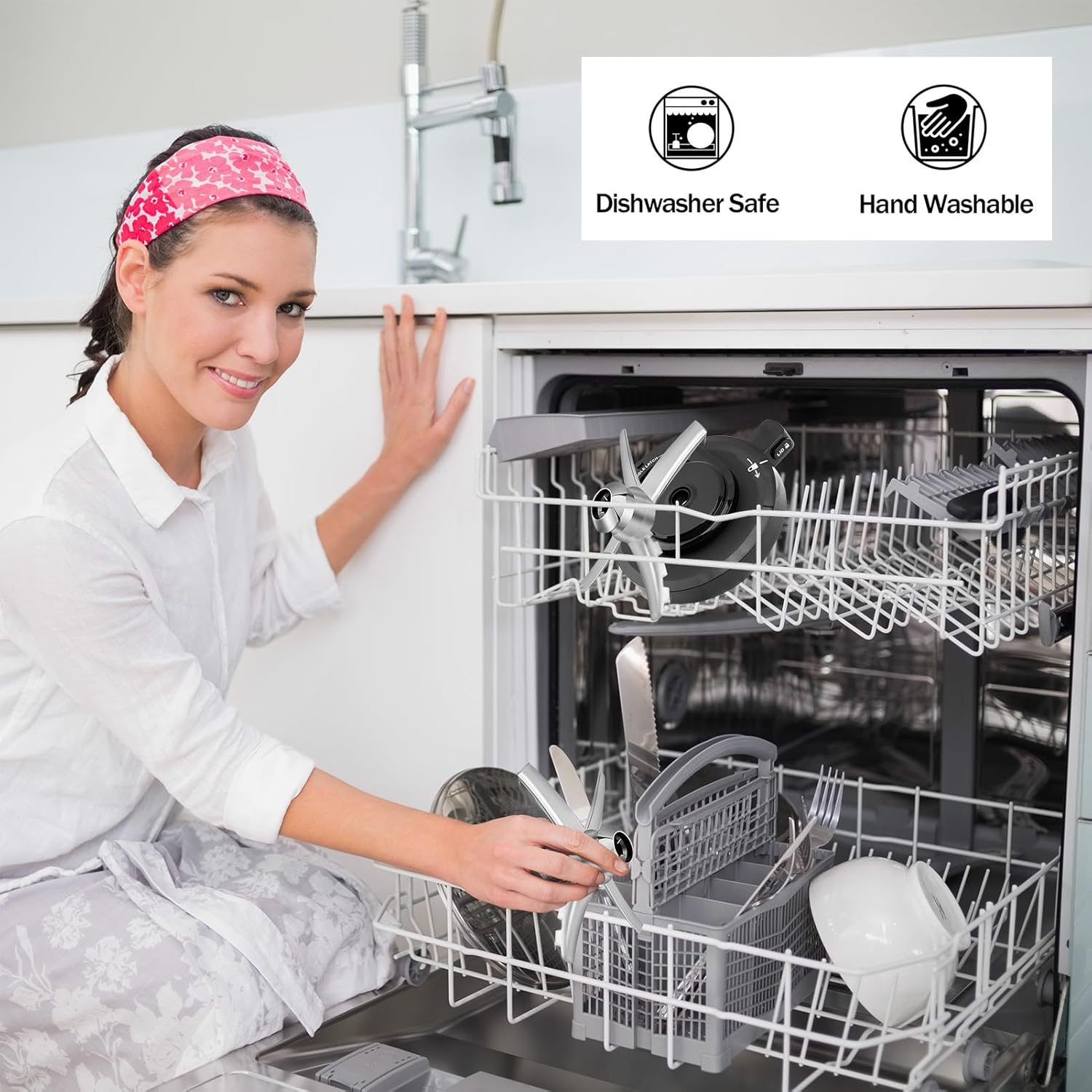 Outer Bowl Lid for Ninja NC500 & NC501Ice Creami Deluxe, for Ninja Ice Cream Maker Accessories, for Ninja Creami Lid Replacement with Blade, Reusable Creami Replacement Parts, Available in Dishwashers