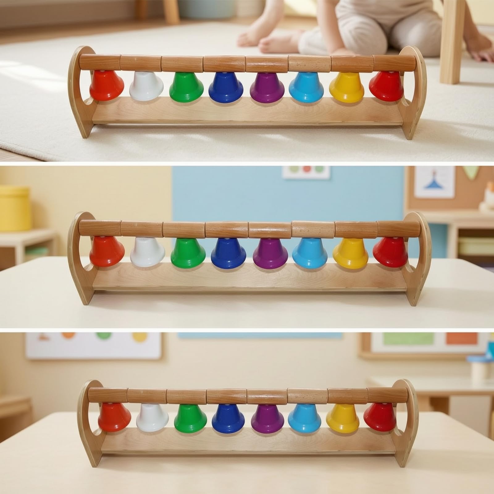 Giocattolo Musicale Bambini Xilofono Percussioni Legno Metallofono Telaio con Supporti Laterali Ad Arco E Metalliche Montaggio Adatto a Asilo Aula Casa