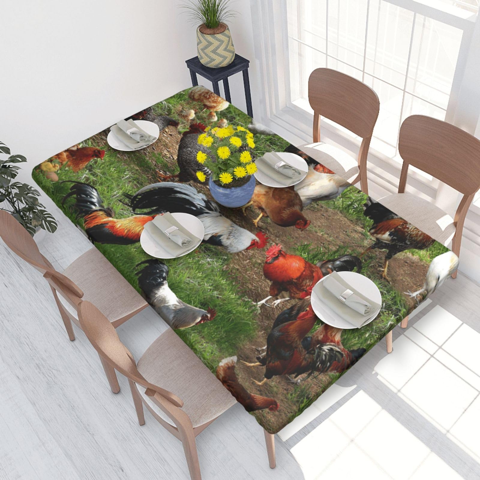 BNVSADC Farm animal Printed 4FT Tablecloth 122x76 CM Polyester Kitchen Water Resistant Table Cloth Dining Table Decoration Table Covers