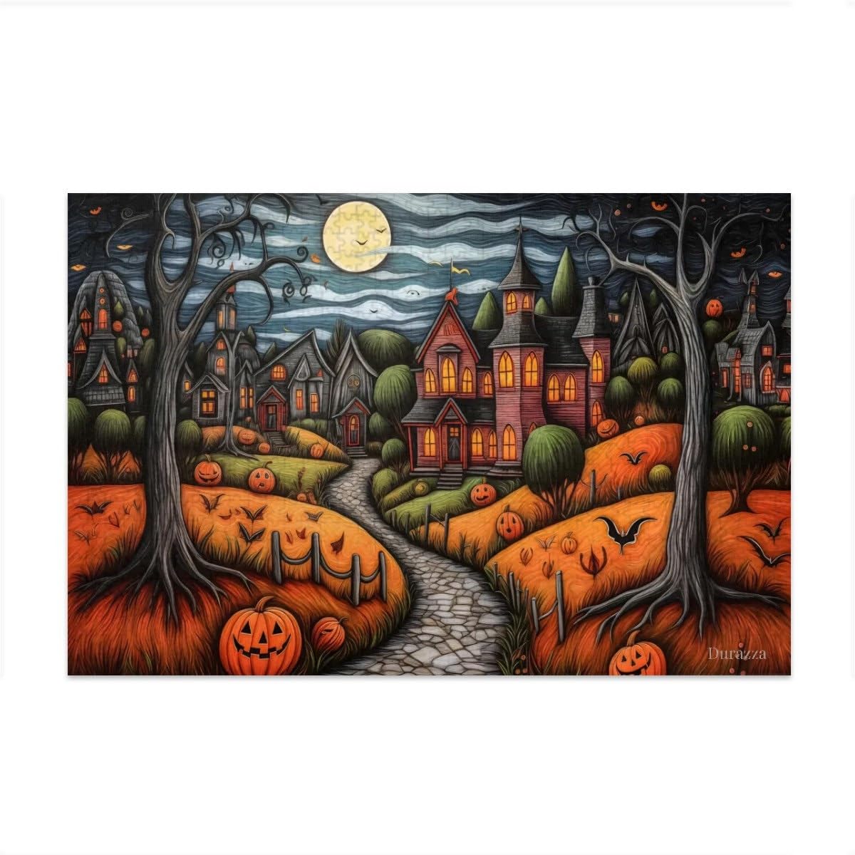 English Village Halloween Jigsaw Puzzle: 1000 Pieces Fall Themed Puzzle For Adults, Town Of Haunted Houses, Eerie Pumpkins โ image 1