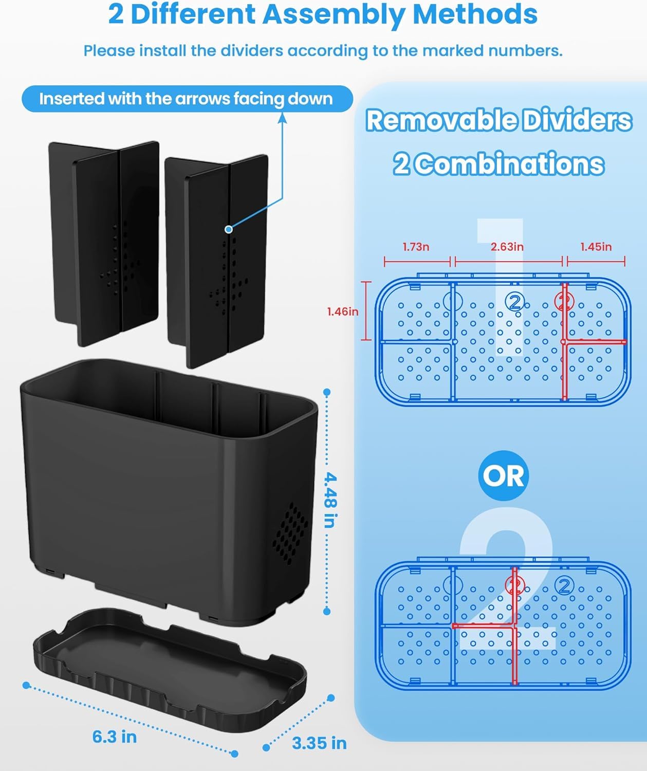 5 Slots Detachable Toothbrush Holder Set - for Bathroom Countertop, Black - Image 2