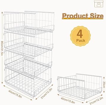 Sliding Closet Organizers Wardrobe Clothes Storage Shelves,4Pack,XL