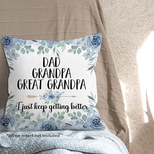 Miniatura 6 de Fundas de almohada de 18 x 18 pulgadas, diseño floral azul para el abuelo y la familia, regalos de agradecimiento, decoración para dormitorio, sala