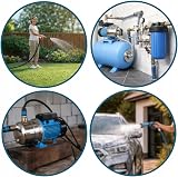 Domestic water pump JS 1100, domestic water supply pump with 100 liter tank, stainless steel INOX, water pump (3600 l/h, 1100 W, discharge height 50 m), pressure switch, - 3