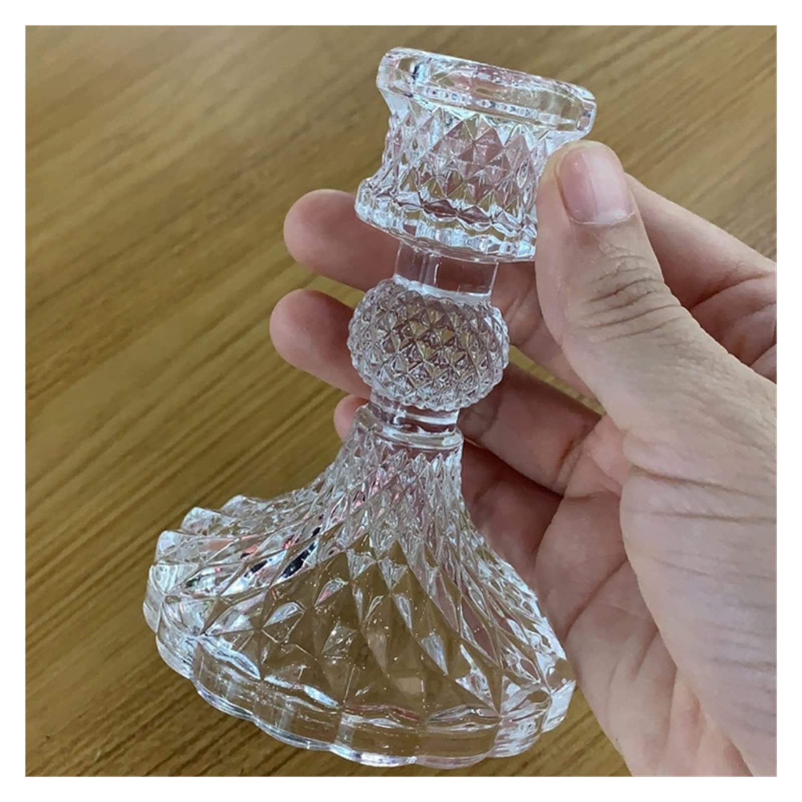 HTTGDGDH Taper Candle Holder Decorative Candlestick Crystal Candelabra Pillar Stand Candlehold,Argento-8 * 10cm