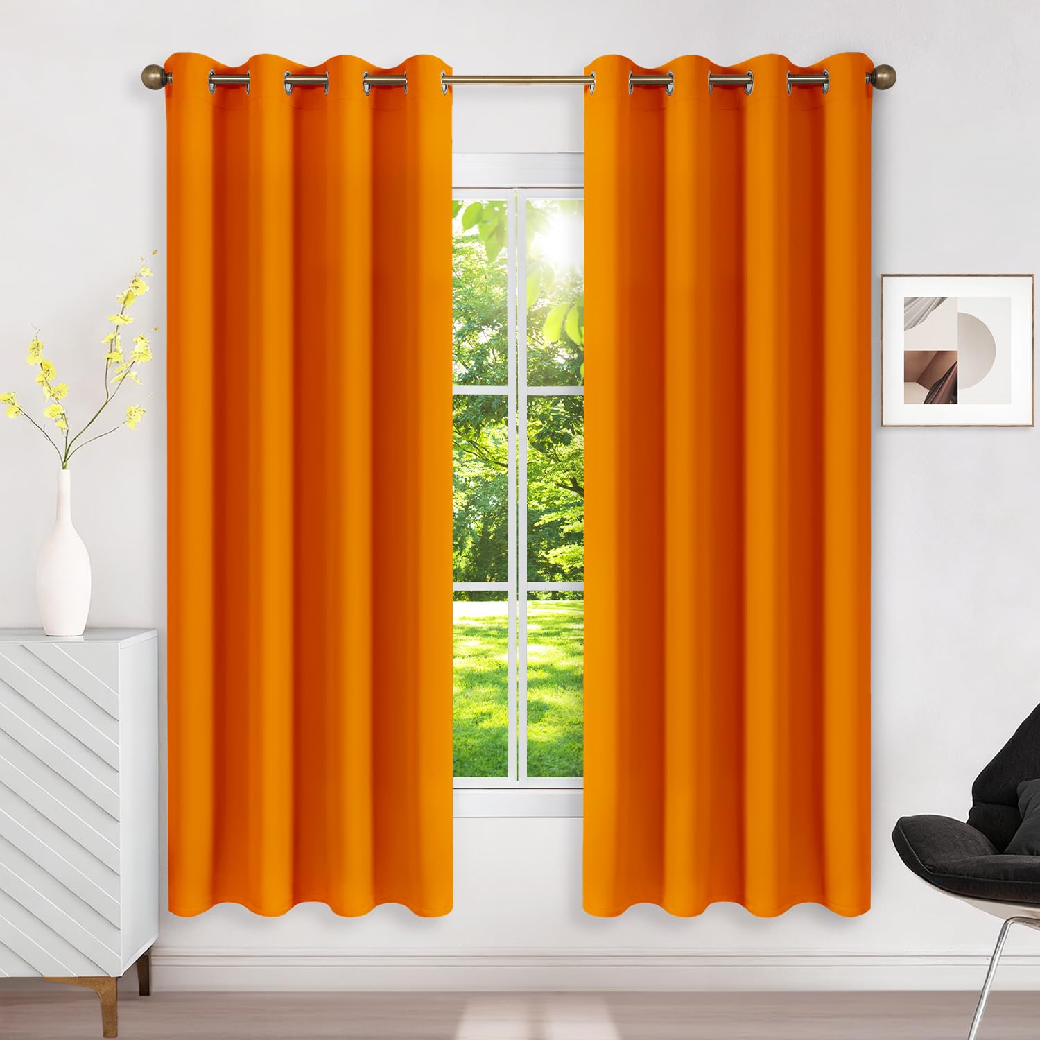 Runyéla Verdunklungsvorhänge mit Ösen Gardinen 2er Set, Vorhänge Blickdicht Thermovorhang Hitzeschutz, Ösenvorhang Thermogardine für Schlafzimmer Wohnzimmer Blackout Curtain