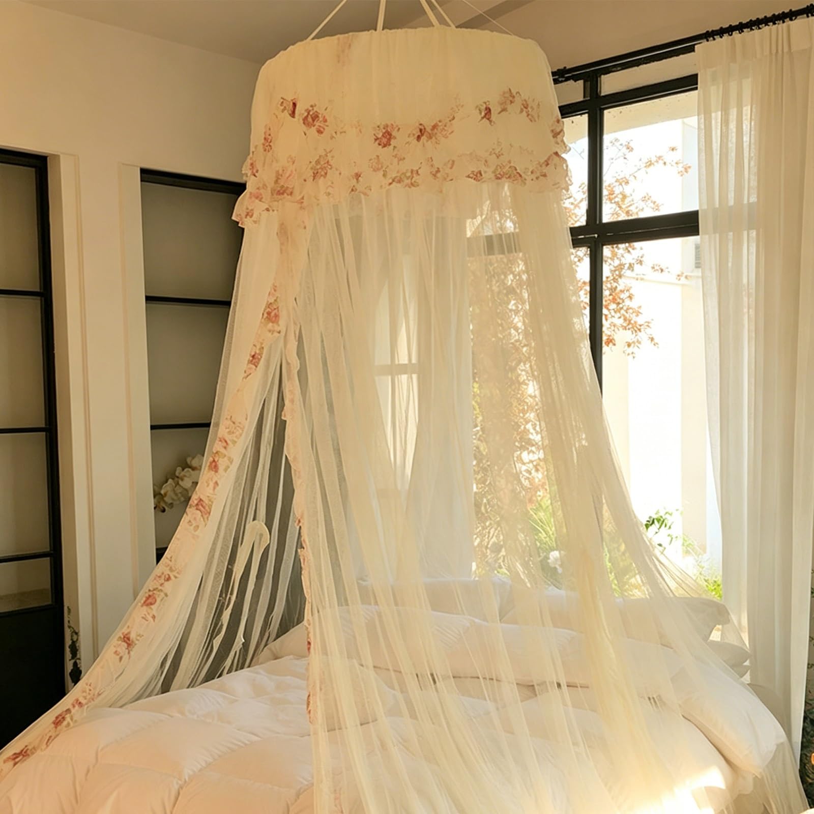 SARKEY Zanzariera Letto Baldacchino Per Bambina,Universale Cupola Mosquito Net,Principessa,Tenda Da Traspirante Sospesa Con Gancio Superiore,per Ragazze E Adulti