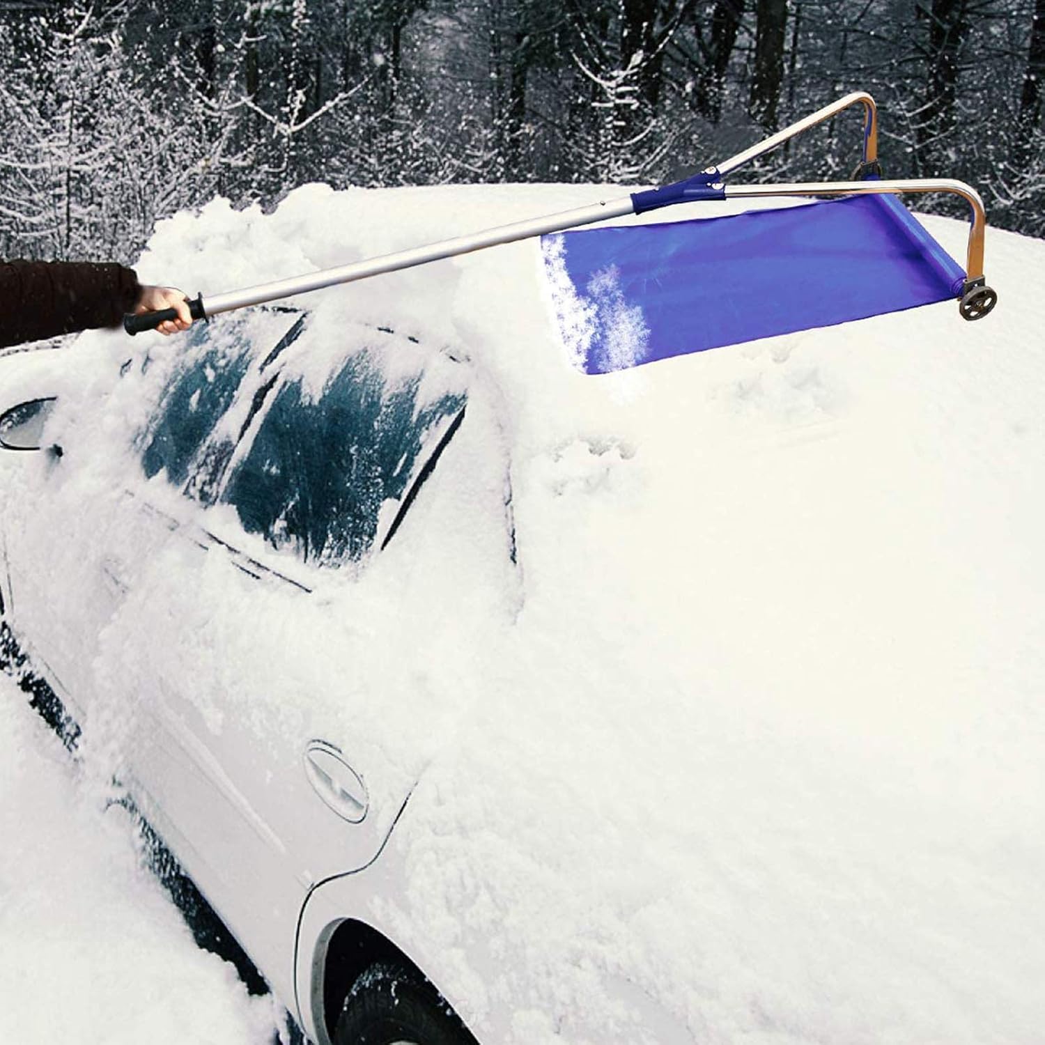 review 20ft Snow Removal Roof Rake,Roof Snow Removal Tool,with Wheels and Adjustable Extended Handle,Ideal for Long or Low-Pitched Roofs,Easy to Assemble and Clean