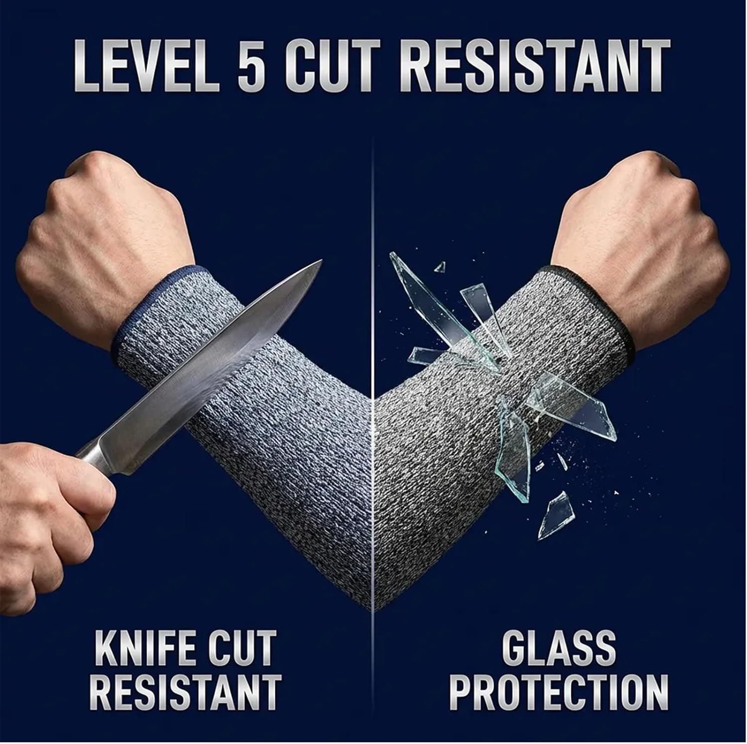 3 Pairs Cut Resistant Arm Protectors, Level 5 Forearm Sleeves 7.9 Inch, Burn Protection For Thin Skin Bruising Prevention (Black, Royal Blue, Grey)