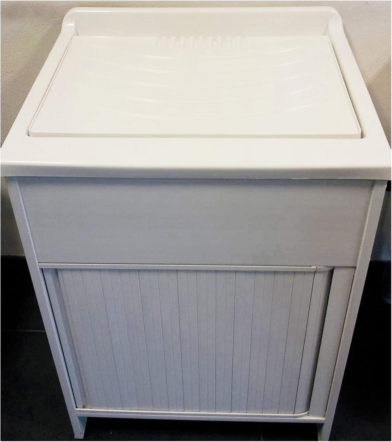 4002K Wash Basin with Shutter-Style Door, PVC, White, 60 x 50 x 85 cm