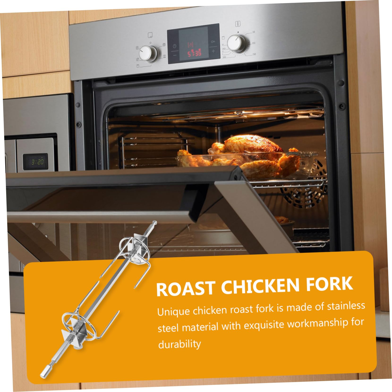Fourchette Rotative En Acier Inoxydable Pour Poulet Rôti Accessoire Barbecue Et Four 11X2 Pouces Ustensile Pratique Pour Gril À Domicile