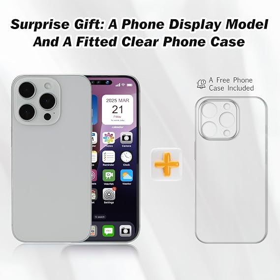Without Logo Non-working Phone Dummy Display Model Pretend Phone toy for Phone 16 Pro max 6.8 inches - Silver Colorscreen