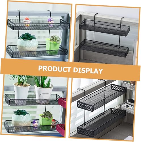 Miniatura 8 de BESTOYARD Estante de almacenamiento colgante 2pcs organizador de acero al carbono armario de oficina alféizar de ventana Estante colgante