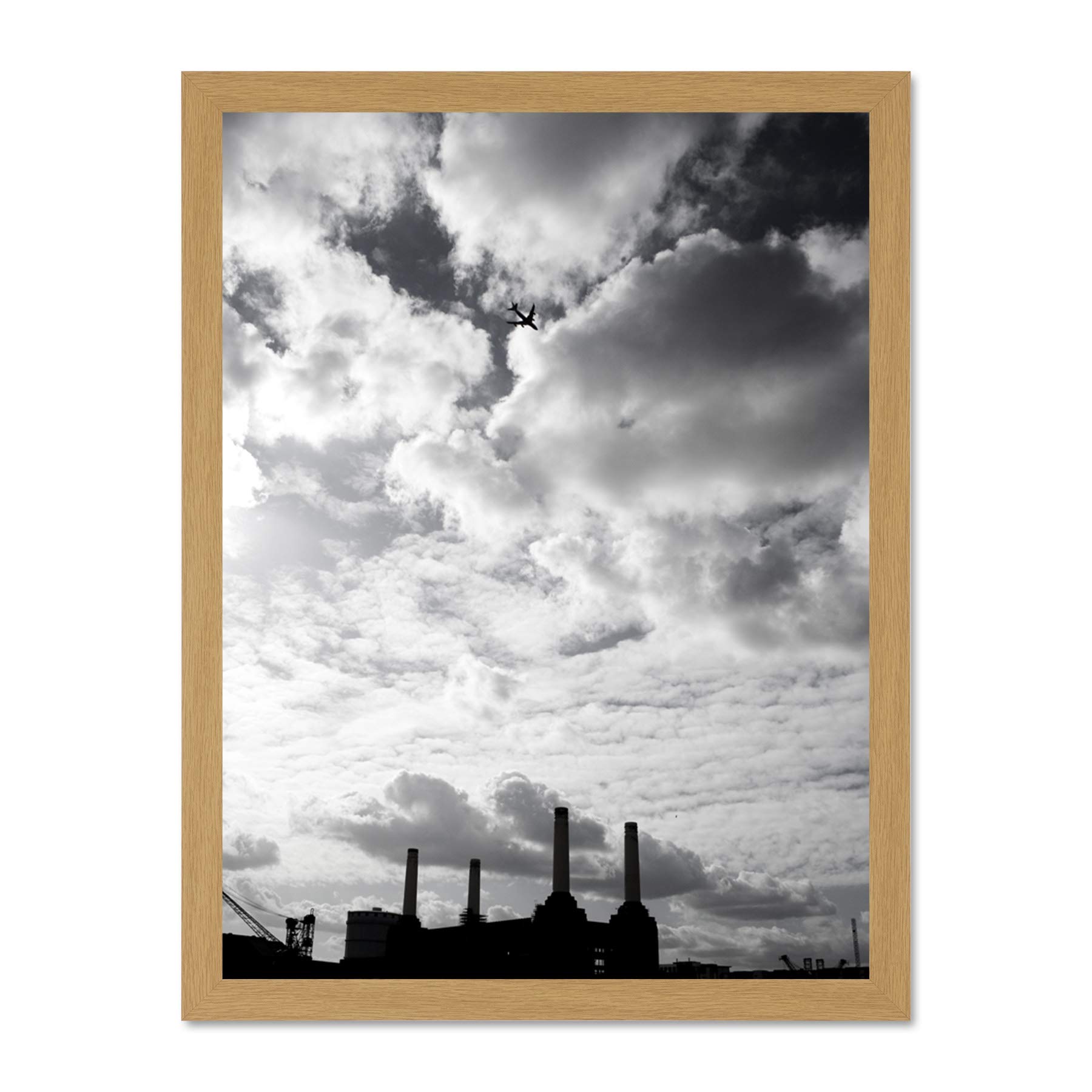 Wee Blue Coo Mp Architecture Transport Battersea Power Station Jet Large Framed Art Print Poster Wall Decor 18x24 inch