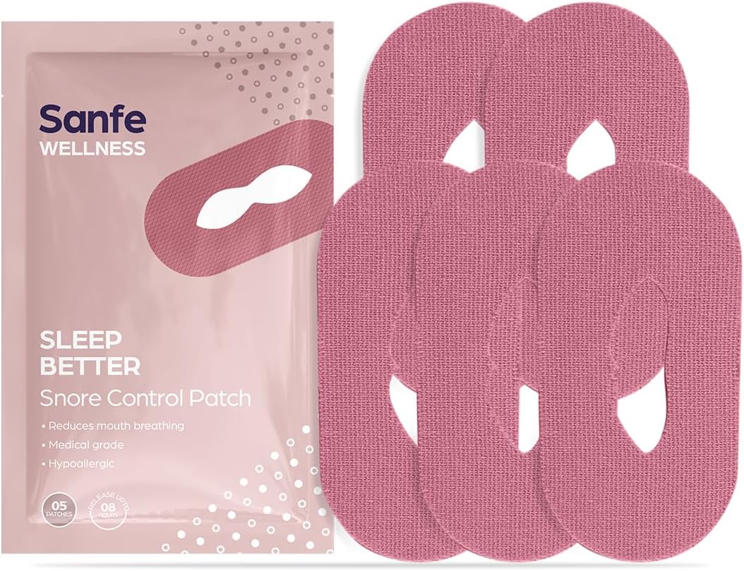 Sanfe Snore Control Patch | Sleep Better | Reduces mouth breathing, medical grade, hypoallergic | No side effects | Release upto 8 hours | 5 Patches, For men & women