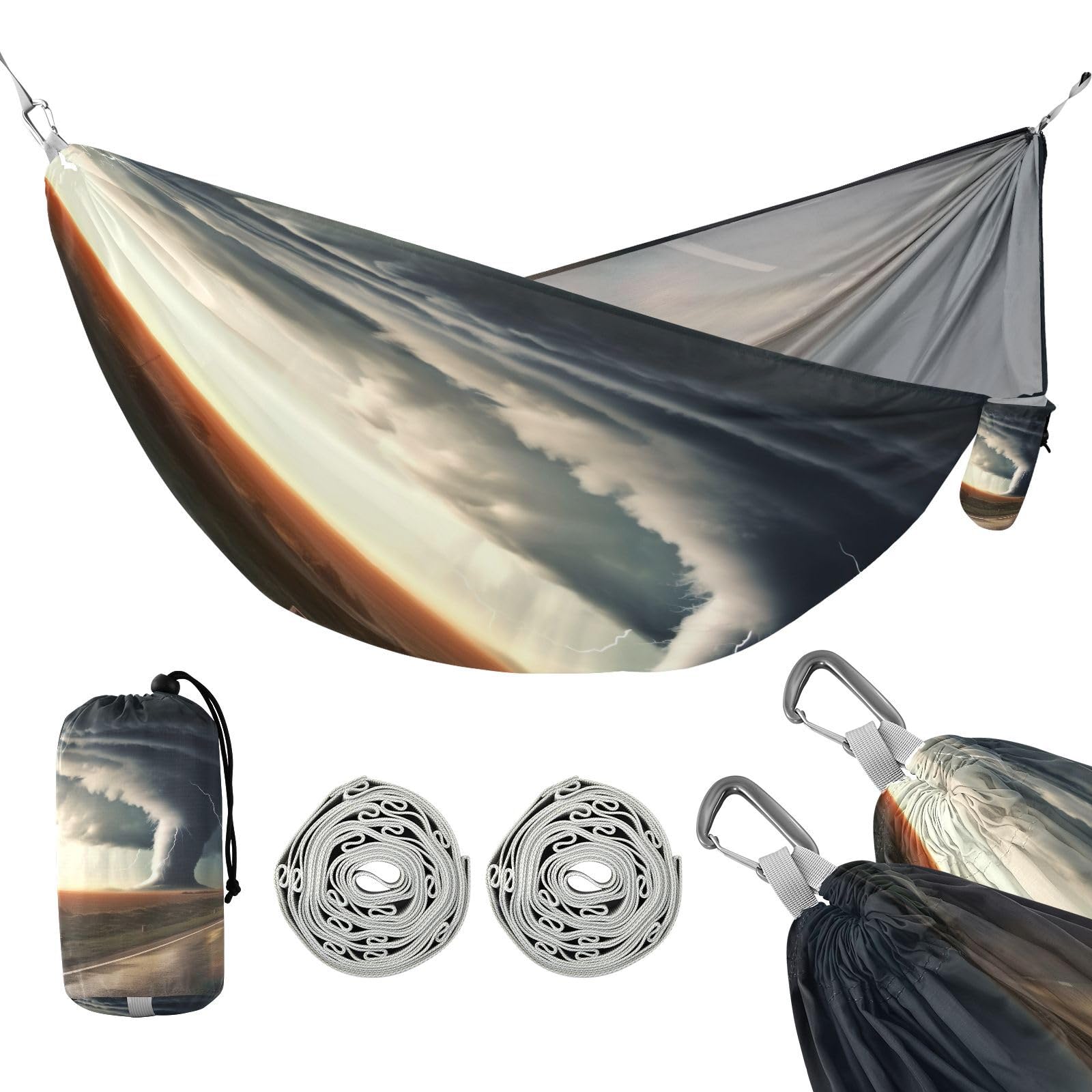 Haskirky Storms Camping Hammock, Single Portable Hammocks with Tree Straps & Attached Carry Bag, 330Lbs Capacity Perfect for Outside Indoor Hiking Beach Backpack Travel