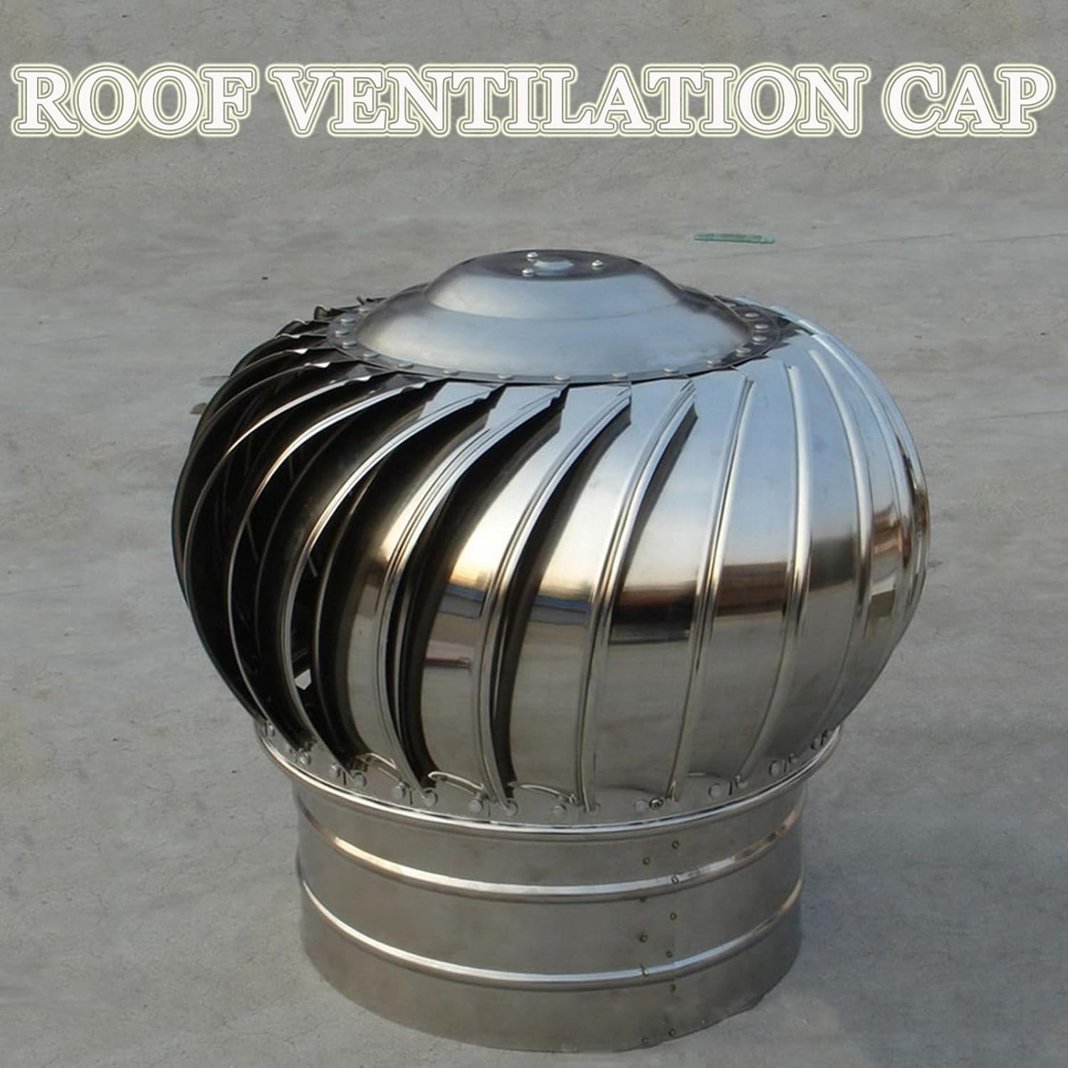 Wind Turbines Air Vents,Roof Ventilator Dome Ventilator, Cap Vent Round, Stainless Steel Exhaust Cap, Wind Turbines Air Vents, Internally Braced Wind, DIY Easy Vent Hookup Kittilation(11.8i