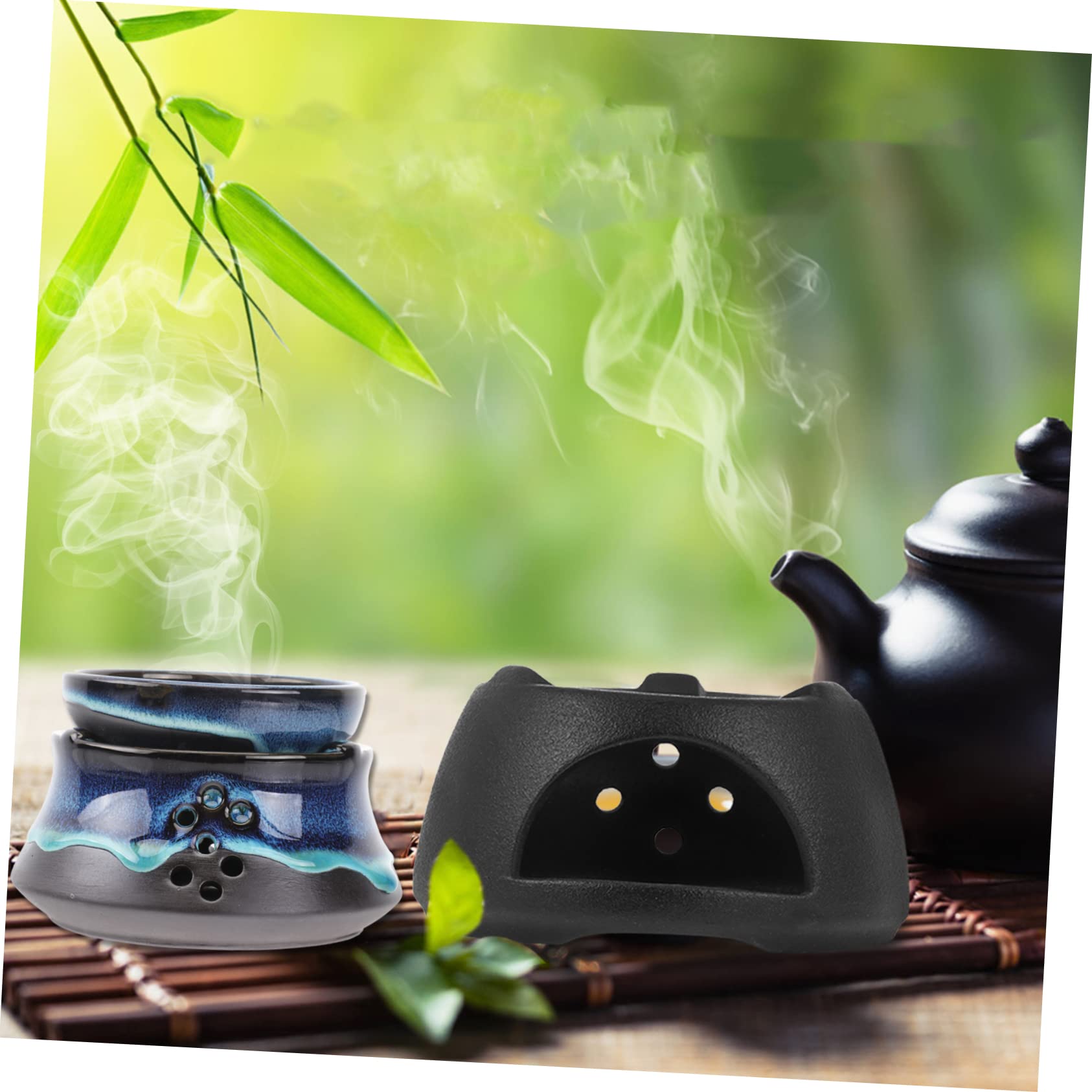 Ciieeo Ceramic Teacup Set Holder Japanese Tea Warmer Tea Heating Stove for Teapot