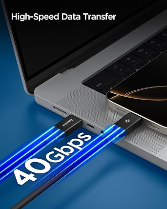 Spigen USB-C to USB-C 1.2 Metre Kablo 240W Güç/PPS 2.0 Super Hızlı Şarj / 40Gbps (E-Marker Çip) Data / 8K Görüntü Aktarım / USB4 Gen3 Type-C Ekstra Dayanıklı Siyah - ACA09461 (Spigen TR Garantili)