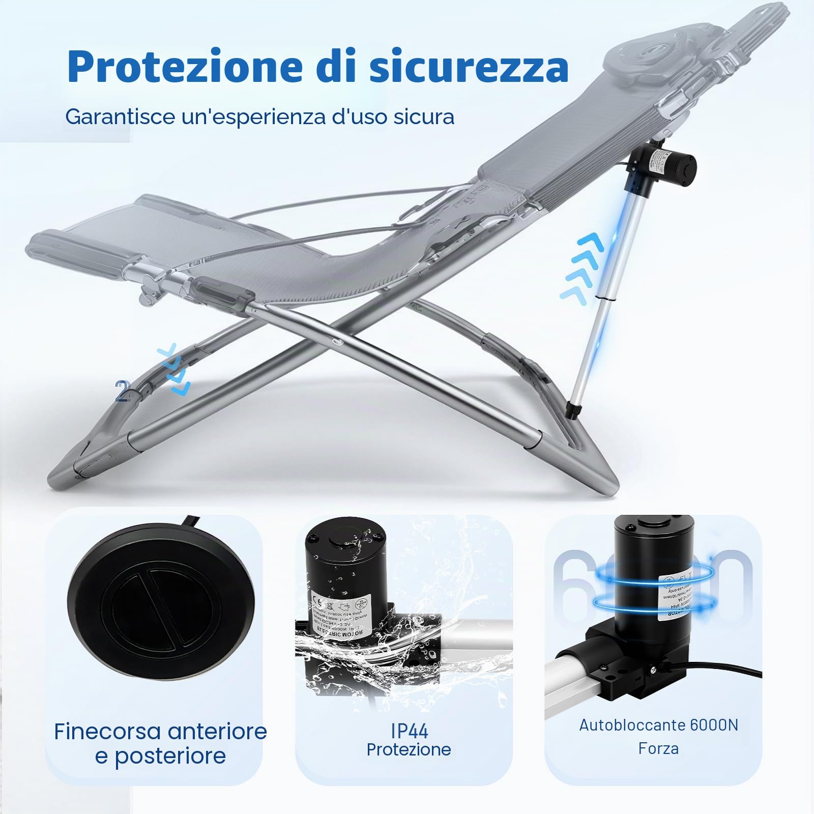 Attuatore lineare 6000N Attuatore lineare DC 24V Motore 230mm Attuatore elettrico reclinabile Motore 38-61cm Max. pressione/trazione 600KG