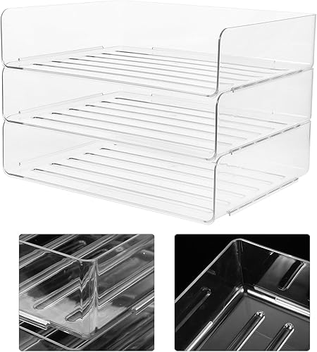 Miniatura 7 de Bandeja organizadora de escritorio apilable para papel y archivos, soporte ancho transparente para documentos que ahorra espacio, estante de