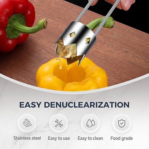 Miniatura 5 de Descorazonador de frutas de acero inoxidable 2026, descorazonador de semillas de pimiento rojo, cortador de herramientas de verduras, herramienta