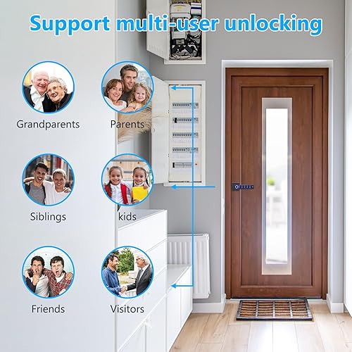 Miniatura 6 de Cerradura de puerta de huellas dactilares, cerradura biométrica de puerta inteligente, cerradura de puerta de entrada sin llave para dormitorio,