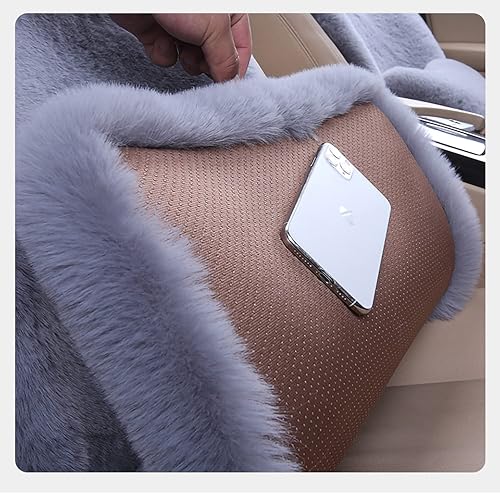 Miniatura 5 de EGBANG 1 juego de 3 fundas suaves y esponjosas para asiento de automóvil, de lana sintética, almohadilla protectora para asiento delantero y