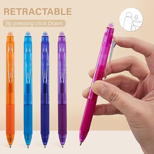 ParKoo Retractable Erasable Gel Pens Clicker, Fine Point 0.7mm, Assorted Color Inks for Drawing Writing, 10-Pack(14 Colors)