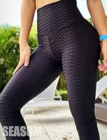 Vista 96 de SEASUM - Pantalones de yoga de cintura alta para mujer, con control de abdomen y realce de glúteos, leggings favorecedores para entrenar y correr