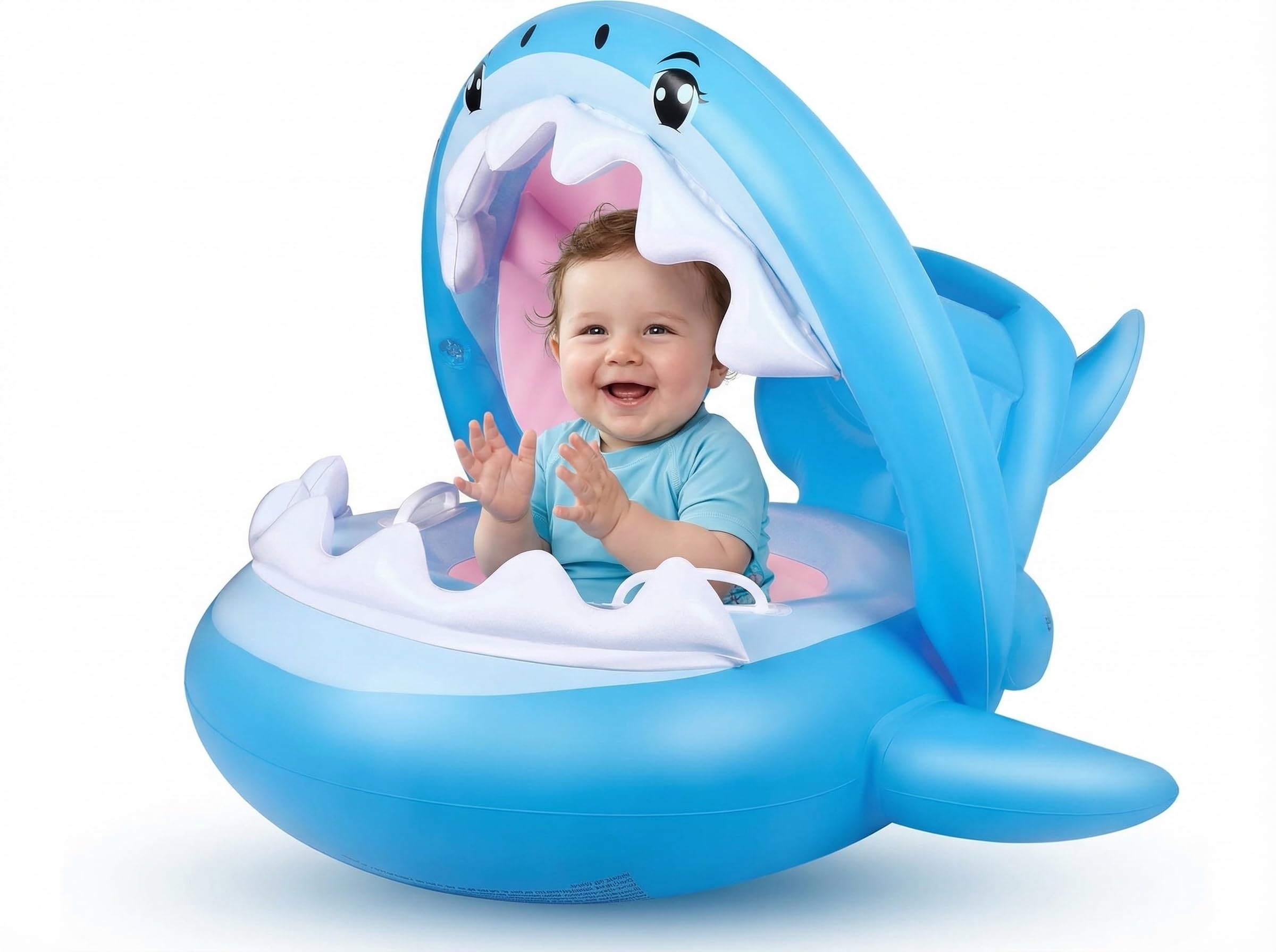 Schwimmring Baby Schwimmring mit Sonnendach | Schwimmring Baby 6 Monate bis 1 Jahre | Sicherer Baby schwimmring ab 6 Monaten mit Rückenlehne | Baby Schwimmreifen für Pool & Strand