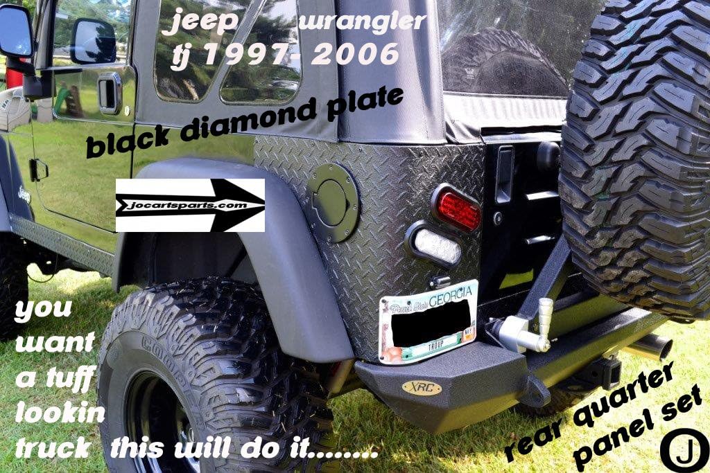 Fits Jeep Tj Wrangler Black 2 Pc Diamond Plate Rear Body Armor Corner Guard Kit