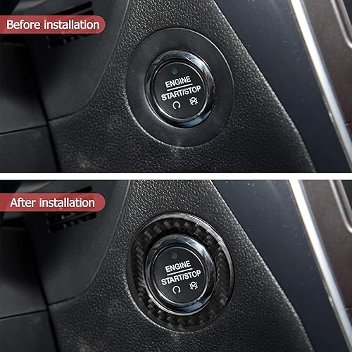 Miniatura 3 de SUNJIKA Compatible con 1 pieza de cubierta de botón de arranque de motor de fibra de carbono, accesorio para Ford Explorer 2013 2014 2015 2016 2017