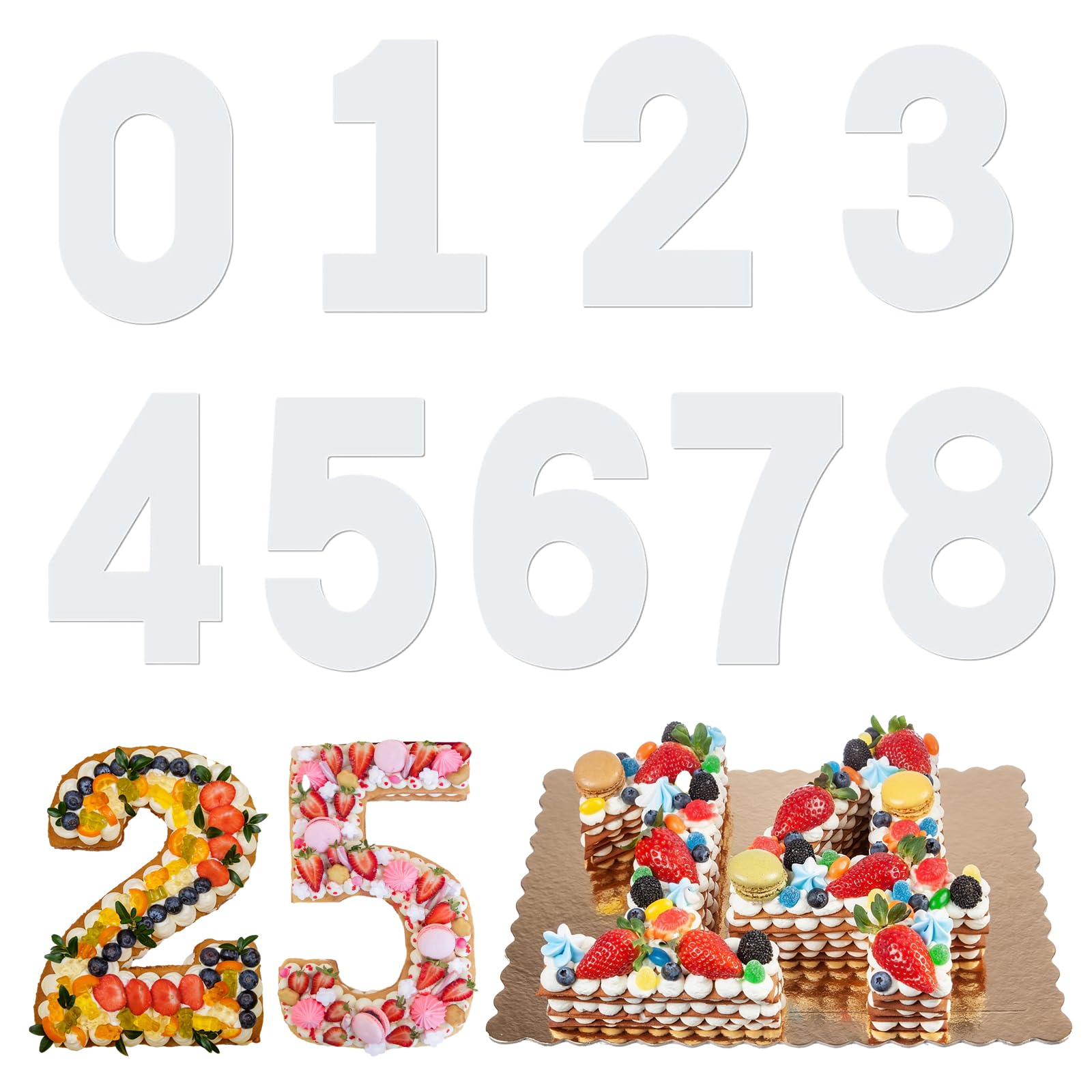 Number Cake Backformen Set – 9 Stück, 12 Zoll Zahlen 0-8, Aus Acryl, Für Geburtstag & Hochzeit