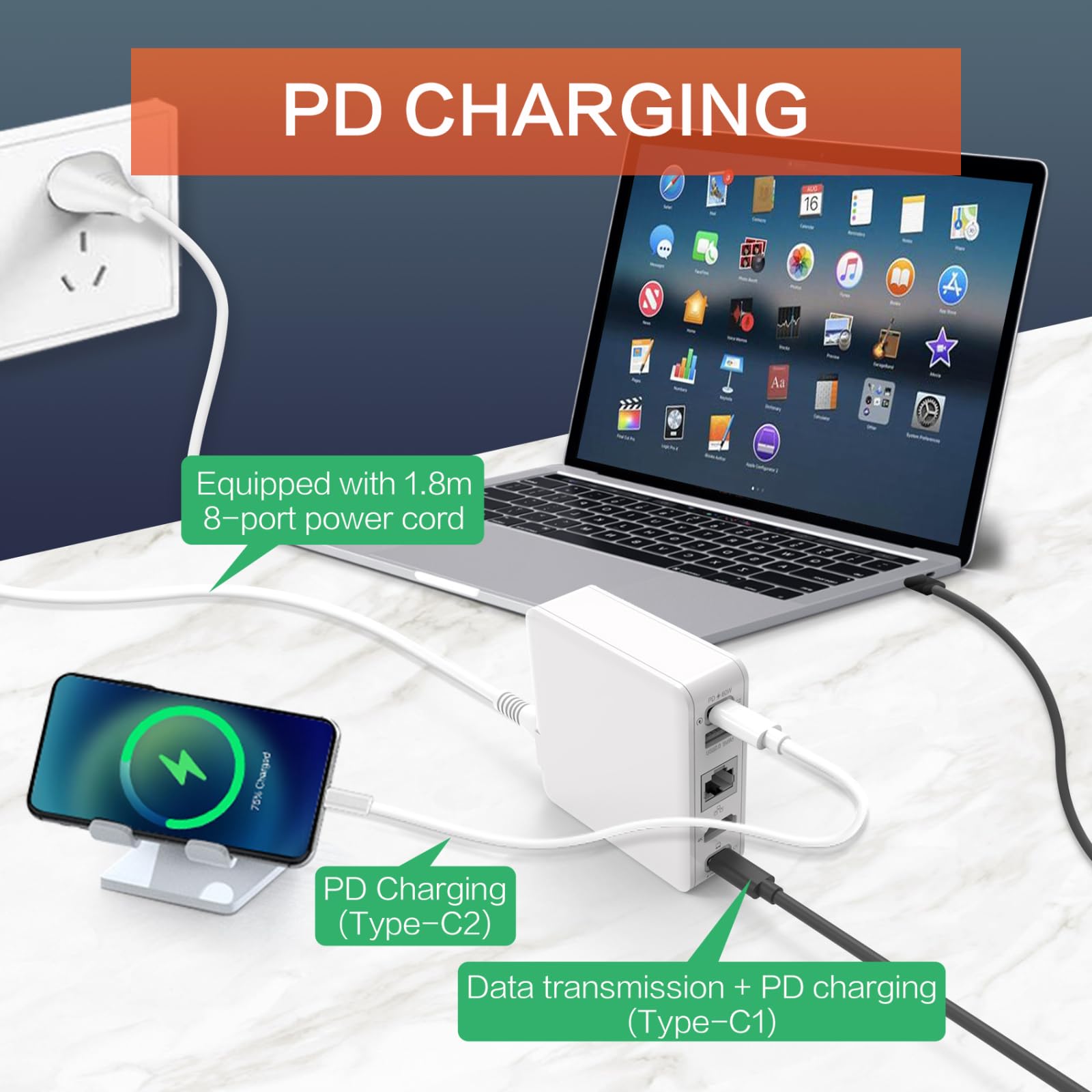Mutifunction 5 Porte Pocket TV Docking Station Adattatore di Ricarica Caricatore Rapido Adattatore di Ricarica per Nintendo Switch/Console OLED